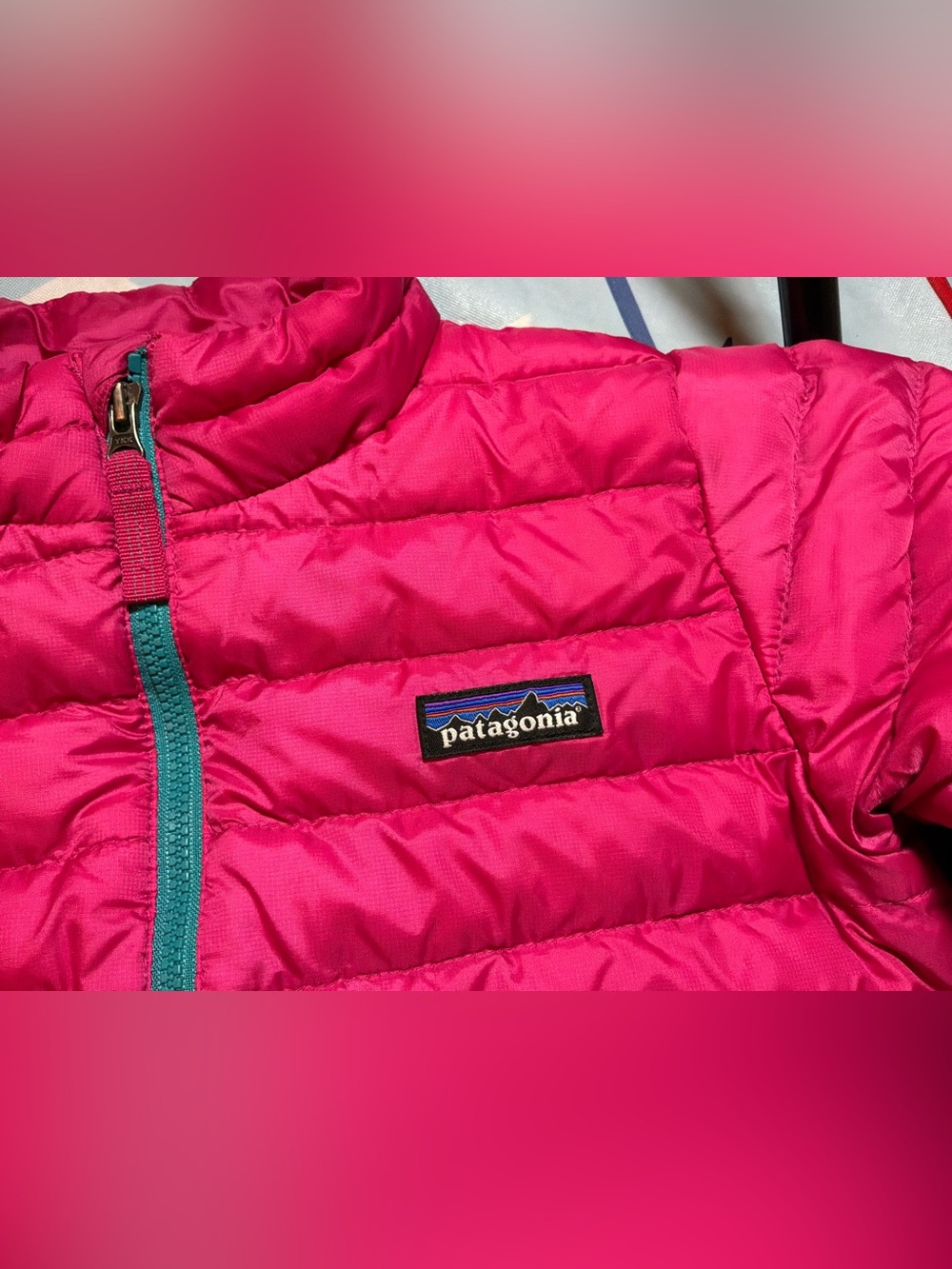 Patagonia nano puff primaloft child jacket pink & blue size 5t - Picture 2 of 7